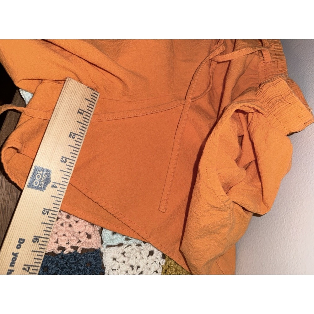 Orange‎ Button Down Shirt & Pull On Shorts Set Outfit Women's Small 100% Cotton - Picture 8 of 8